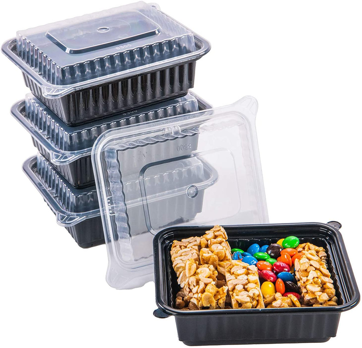 12oz Black Meal Prep Rectangle Single Compartment Food Containers