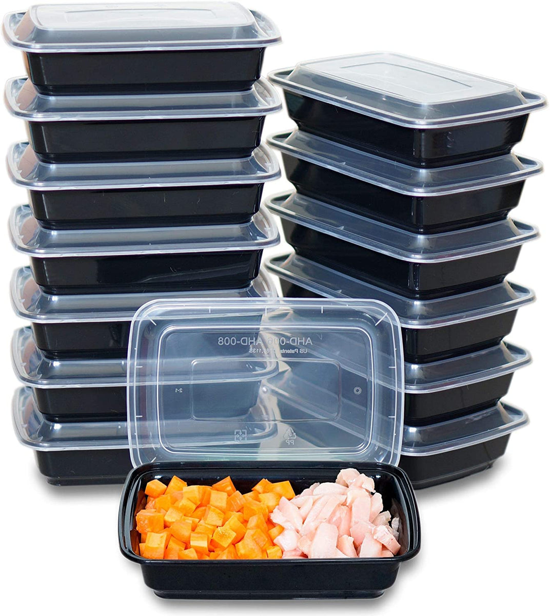 Sunrise Pak [150 Sets] 2 Compartment Meal Prep Containers, 28oz Black  Plastic Containers, To Go Container, Bento Box, Lunch Box, Food Storage