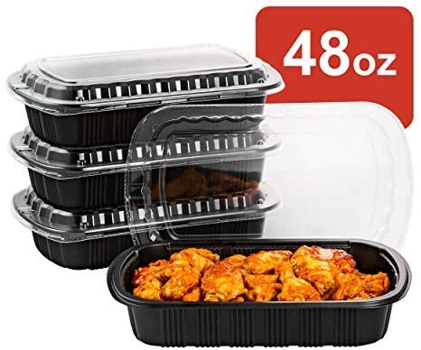 [CTC-SRIB16] 1 Compartment Rectangular Meal Prep Container with Lid - 48oz (50/100/150 Pack)