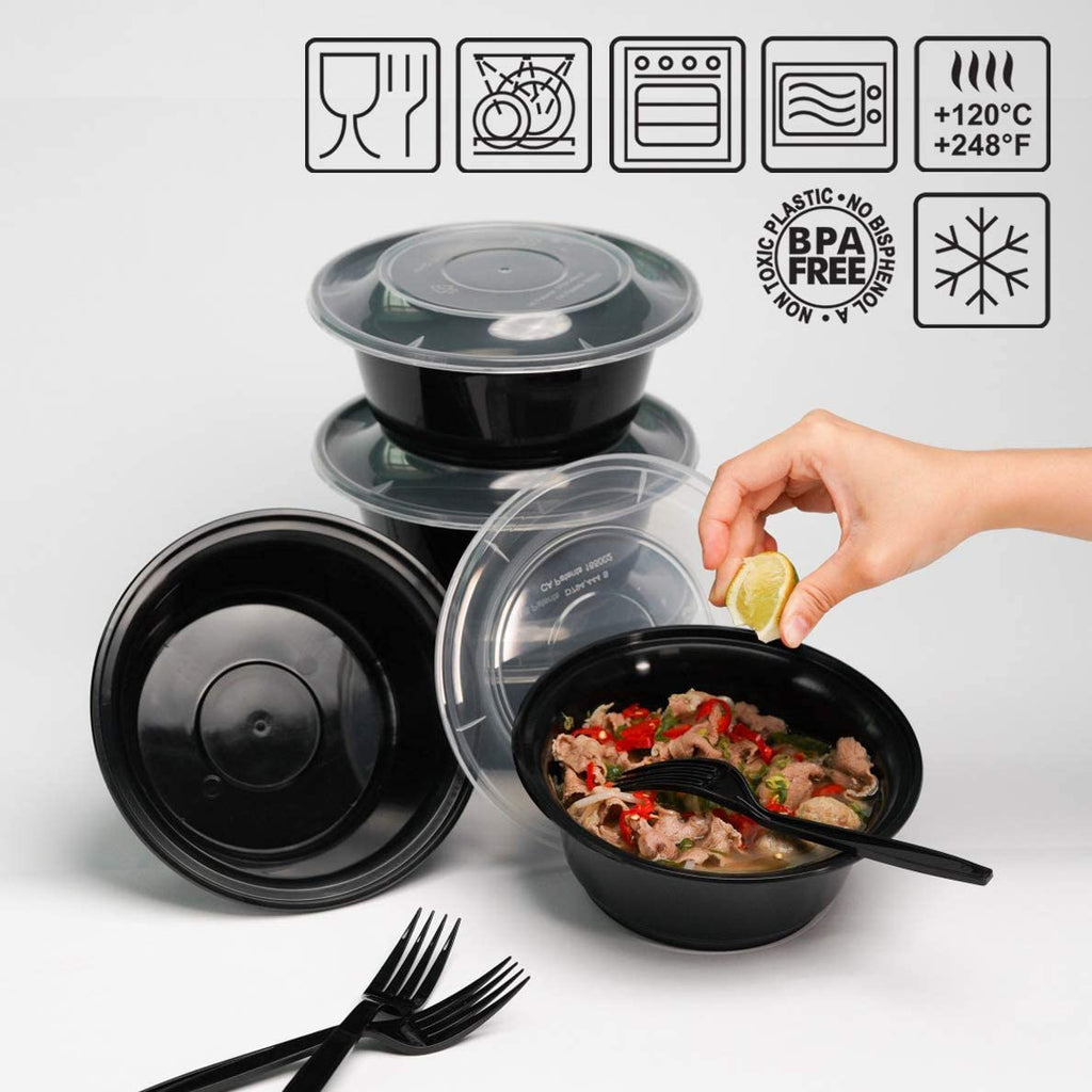 CTC-009] Round Meal Prep Bowl Conainter with Lids - 24oz (50/100/150 – CTC  Packaging