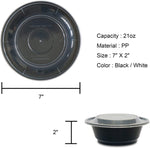[CTC-007] Round Meal Prep Bowl Conainter with Lids - 21oz (50/100/150 Pack)