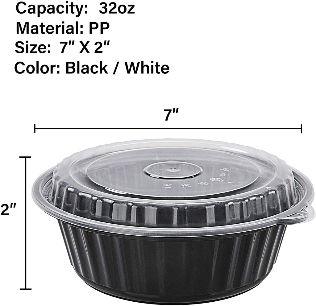 CTC-8399] Round Meal Prep Bowl Container with Lids - 32oz (50/100