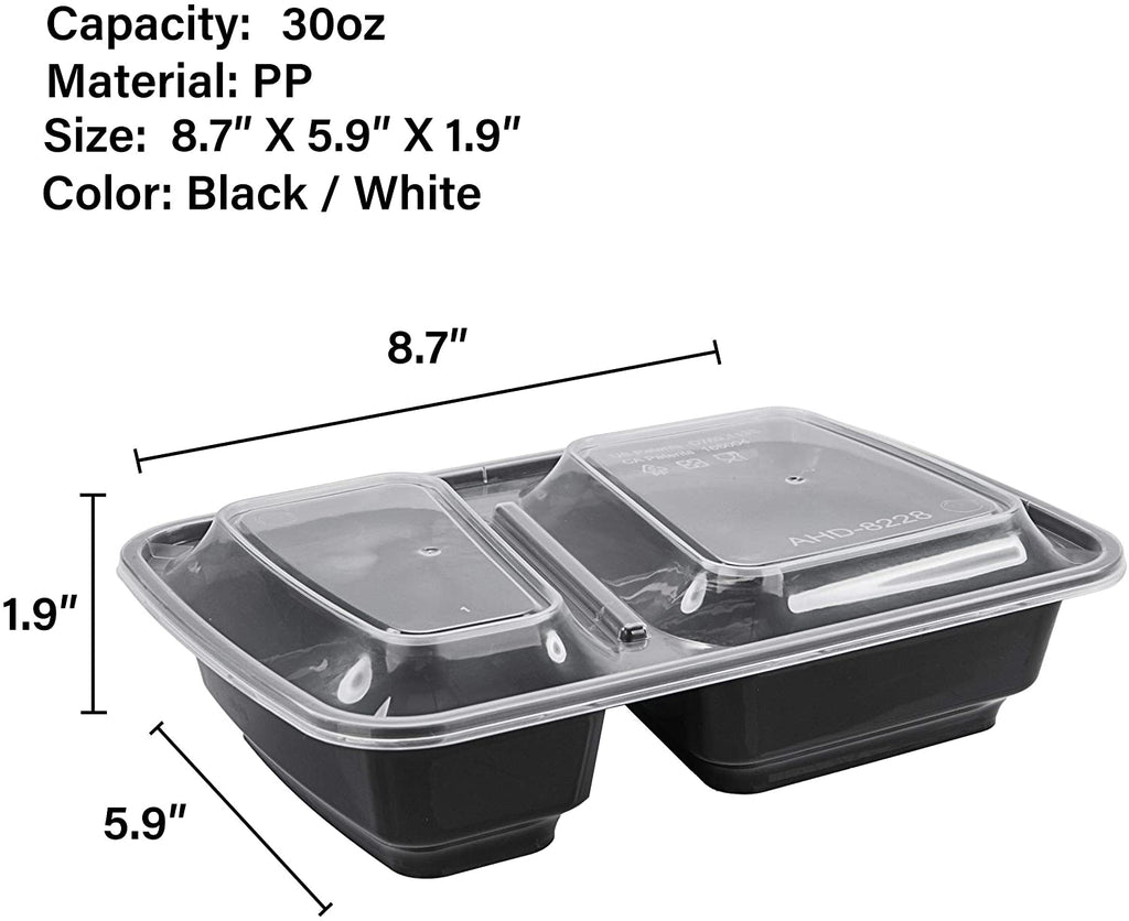 Meal Prep Containers, 2-compartment Food Storage Containers With