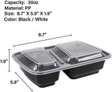 [CTC-8228] 2 Compartment Meal Prep Lunch Box With Lids - 30oz (50/100/150 Pack)