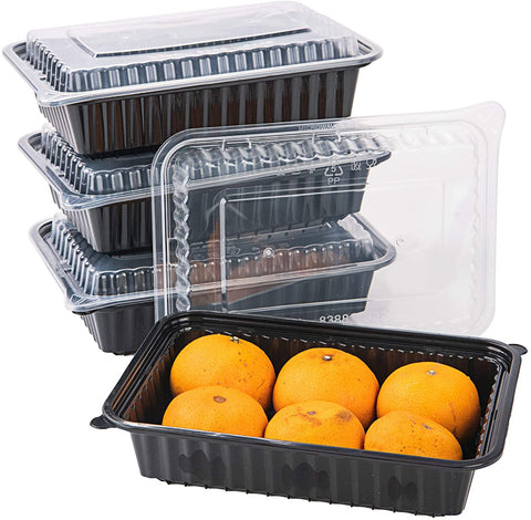 [CTC-8388] 1 Compartment Rectangular Meal Prep Container with Lids - 38oz (50/100/150 Pack)
