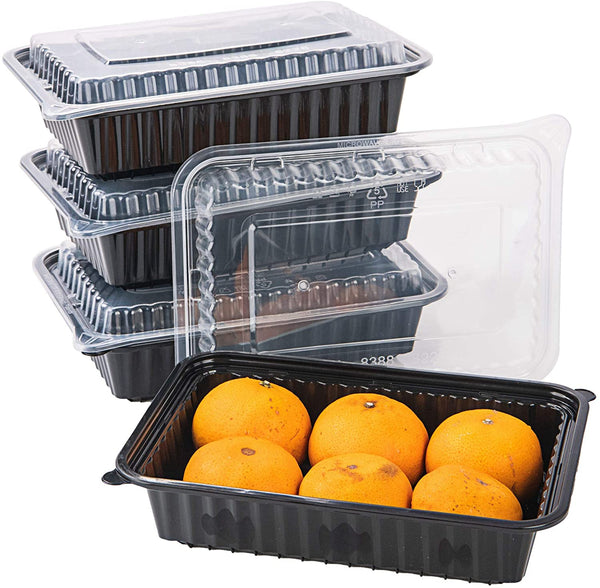 150 Pack - 28oz Rectangular, 1 Compartment Bulk Meal Prep Containers with Lids (Heavy Duty) CTC-008