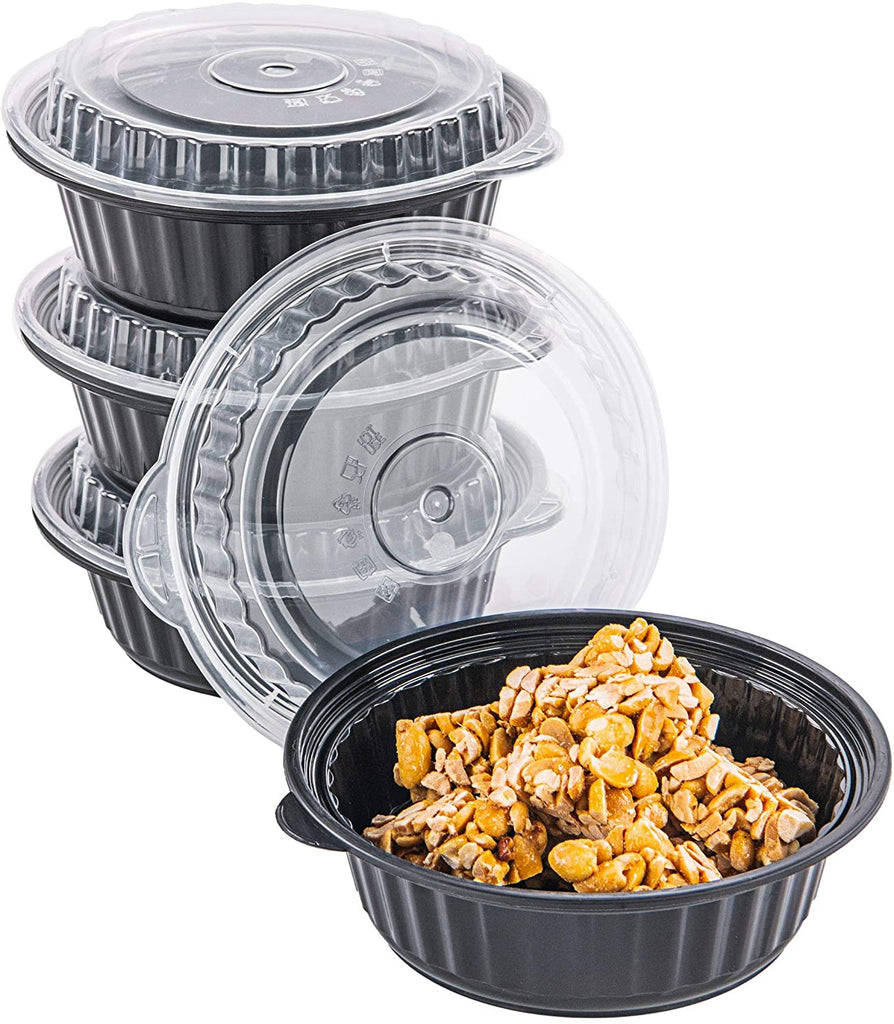 16 oz [50 Sets] Deli Plastic Food Prep Storage Containers with Lids BPA FREE