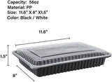 [CTC-9998] 1 Compartment Rectangular Meal Prep Container with Lids - 60 oz (50/100/150 Pack)