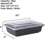 [CTC-8388] 1 Compartment Rectangular Meal Prep Container with Lids - 38oz (50/100/150 Pack)