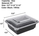 [CTC-8300] 1 Compartment Rectangular Meal Prep Container with Lids- 12oz (50/100/150 Pack)
