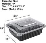 [CTC-8300] 1 Compartment Rectangular Meal Prep Container with Lids- 12oz (50/100/150 Pack)