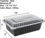 [CTC-8322] 1 Compartment Rectangular Meal Prep Container with Lids- 24oz (50/100/150 Pack)