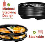 [SPIB127B3] 2 Compartment Meal Oval Shape Prep Container with Lid - 21oz (100/150/200 Pack)