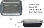 [CTC-088] 1 Compartment Rectangular Meal Prep Container with Lids - 32oz (50/100/150 Pack)