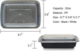 [CTC-088] 1 Compartment Rectangular Meal Prep Container with Lids - 32oz (50/100/150 Pack)