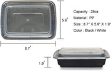 [CTC-008] 1 Compartment Rectangular Meal Prep Container with Lids - 28oz (50/100/150 Pack)