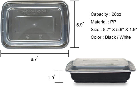CTC-SRIB08] 1 Compartment Rectangular Meal Prep Container with Lid